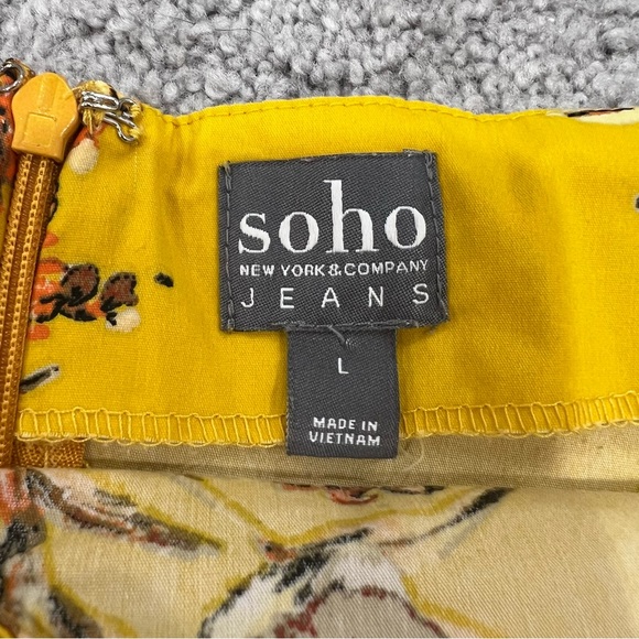 Soho New York & Co Women’s Sz L Yellow Floral Puff Sleeve Off the Shoulder Top - Picture 7 of 9